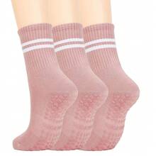 3/5 双普拉提防滑袜，女士普拉提防滑袜，普拉提粘性袜，瑜伽桶袜（带防滑功能），黑白粉色运动