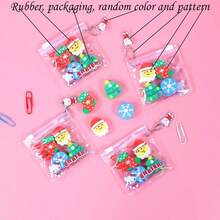 4pcs Christmas Snowman Rubber Bag Christmas Tree Santa Claus Holiday Gift Rubber PVC Self Sealing Zipper Student Stationery [Color And Pattern Random]