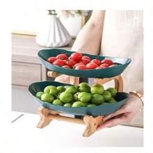 Table Plates For Serving Plates Dinnerware Wooden Snack Candy Cake Stand Bowl Home Food Fruit Plates Set Tableware - Multicolor - View 3