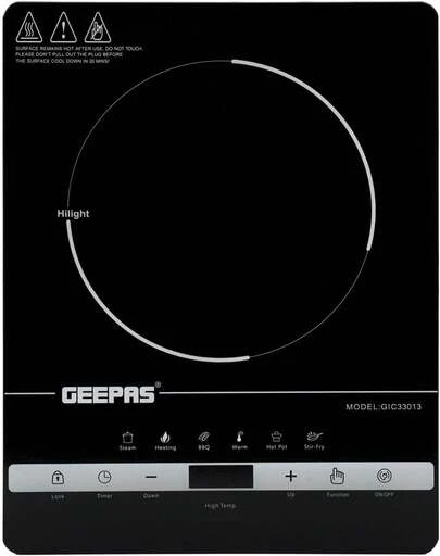 Olla doble Geepas, temporizador de 99 minutos, GIC6131| Pantalla LED| 9 configuraciones de temperatura| Bloqueo para niños| Calefacción de cerámica