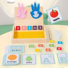 Early Childhood Mathematics Teaching Aids Montessori Two-In-One Finger Operation Sand Painting Game Toy Math Wooden Toys