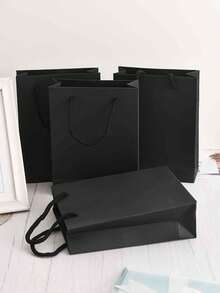 5/10 Stücke schwarze Geschenktüten mit Griffen, Kraftpapier-Einkaufstüten mit Griffen, Papiertüten für Partys, Einkäufe, Hochzeiten, Geburtstage, Abschlussgeschenke