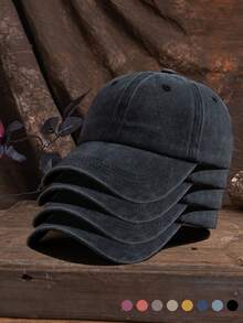 2 件男女通用户外休闲时尚可调节纯色复古棒球帽，适合日常佩戴 - 水洗棒球帽 - 查看 10