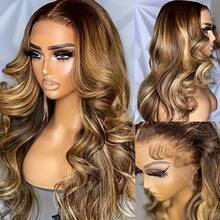 13x4 Ombre Lace Front Wigs Human Hair 28 Inch Body Wave Honey Blonde Highlight 4/27 Wig Human Hair 5x5 Glueless HD Frontal Wigs Human Hair Body Wave Wig For Women, Pre Plucked, 200 Density, Average Cap - SP4/27 - 查看 5