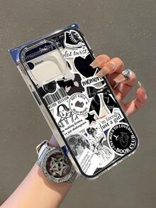 INS风高品质多巴胺彩色蝴蝶拼布图案手机壳，适用于 15/16 Pro Max，创意苹果11/12/13/14 Pro防震手机套 - 黑色 - 查看 2