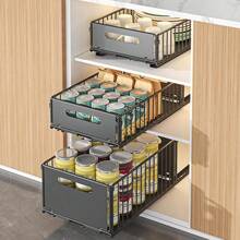 2-Pack Pull-Out Cabinet Organizer, Heavy-Duty Expandable Drawer, Self-Adhesive Cabinet Basket, Spice Rack, Pull-Out Kitchen Drawers, Pull-Out Shelf Organizer For Pantry - 小號 2個 - 查看 4