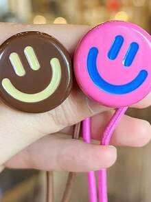 5pcs/1pc Cartoon Smiling Face Macaron Hair Ties Colorful Scrunchies Faux Pearl Elastic Hair Ties Cute Candy Color Hair Accessories High Elasticity Ponytail Holders Non-Damaging, Random Color ,Hair Elastics ,Hair Rubber Bands ,Hair Rope Head Accessories