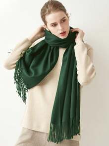 1 Stück klassischer einfarbiger Schal mit Quasten aus 100% Wolle für Damen & Herren, warm, dekorativ, vielseitig, eleganter Business-Stil, geeignet für den Outdoor-Einsatz im Herbst/Winter