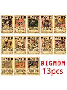 ONE PIECE Zestaw 5-20 sztuk plakatów One Piece Bounty Wanted z papieru pakowego, Anime Gear 5, Luffy, Bóg Słońca, Nika, dekoracja ścienna do salonu w stylu vintage