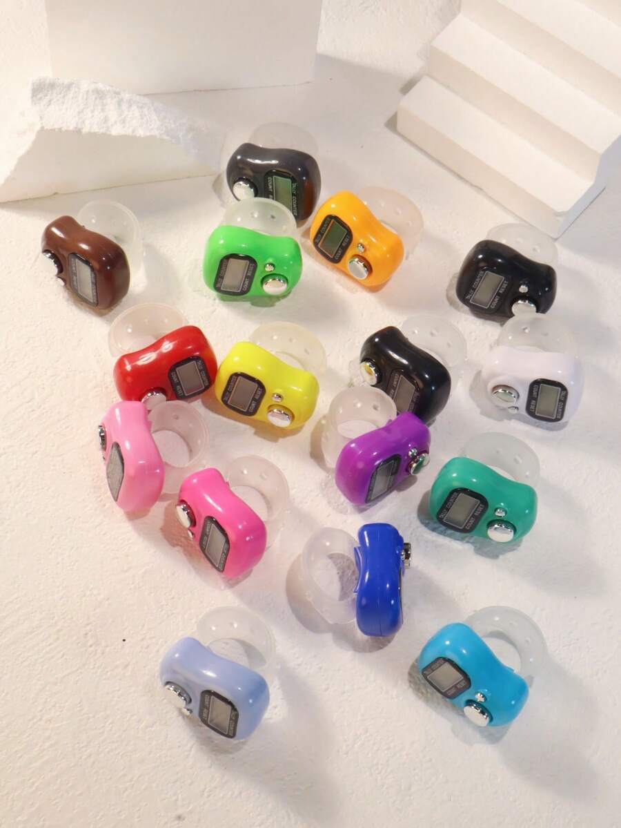 1pc/5pcs/10pcs/12pcs Digital Finger Counter, Handheld Manual Push Button Counter, Compact Mini Portable Ring Counter, Thumb Tally Counter For Learning, Sports, Other Counting Activities - Multicolor - View 1