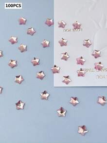 50pcs/100pcs Colorful Star 3D Nail Art Decorations, Random Mixed Colors And Sizes, Including Flat Asymmetric Five-Pointed Stars, Rose Red, Sea Blue, Light Pink 3D Nail Rhinestones, Nail Gems, Nail Art Tools, Women/Girls Nail Art Accessories, Nail Stickers Nail Charms - Multicolor - View 19