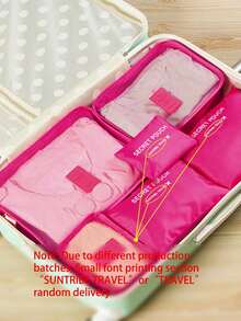 6pcs/1set Travel Storage Bags, Luggage Organizer, Large-Capacity Storage Bag, Cosmetic Bag, Toiletry Bag, Luggage Bag, Multiple Colors Available, Portable, Large Capacity, Waterproof, Dustproof, Foldable Storage Bag, Suitable For Storing Clothes, Shoes