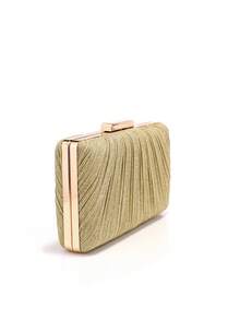 Thời trang màu hồng lấp lánh nhẫn ngón tay phụ nữ túi buổi tối kim cương kim loại sang trọng túi cầm tay dự tiệc nhún bèo thường ngày đám cưới túi xách chuỗi - Vàng - Xem 3