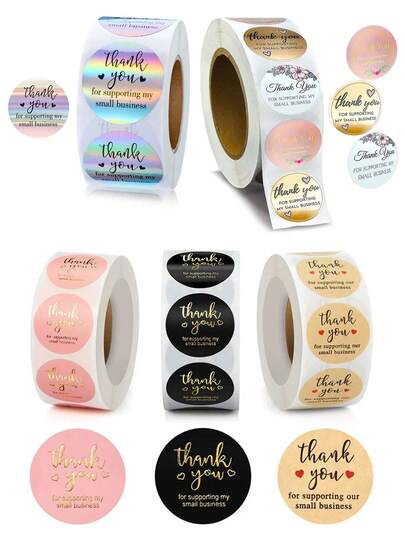 充满活力的圣诞贴纸、感谢图形贴纸，适用于礼品卡、装饰品和节日工艺品 - 非常适合节日、派对和特殊场合