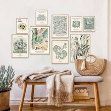Sage Green Wall Art Prints Eclectic Decor, 9 PCS Sage Green Wall Decor Aesthetic, Green Matisse Wall Art Exhibition Poster Set, Bathroom, Hallway - Unframed