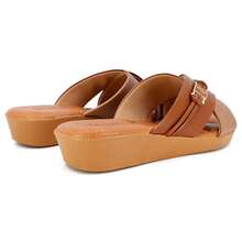 Tamanco Couro Usaflex Slide Tiras Cruzadas - Marrom