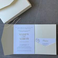 NIEWSPECIAL 25pcs Tri-Fold Pocket Wedding Invitation Cards With Envelopes, Simple Invitation Cards For Engagement, Christening, DIY Invitations, 5*7 Inch Invitations, Pocket Invitations, Customized Invitations, Christmas Cards - Beige - View 8