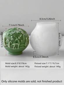 1 Set Of 3 Spherical Embossed Christmas Reindeer Candle Molds, Suitable For DIY Scented Candles, Plaster Diffuser Stones, Resin Casting, And More. Versatile Mold For Christmas Decor, Meditation, And Ambiance Creation. Home Decor Christmas Decorations Room Decor, Christmas Gifts