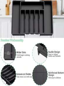 1 pieza Caja de almacenamiento de cubiertos de gran capacidad, bandeja de cubiertos expandible, organizador de utensilios para cuchillos, tenedores, cucharas, palillos, almacenamiento en el mostrador de la cocina, adecuado para regalos de vacaciones, regalos de cumpleaños, regalos de Navidad, regalos de Halloween, regalos del Día de la Madre, regalos del Día de San Valentín, regalos de Acción de Gracias, decoración del hogar, almacenamiento para fiestas y Navidad