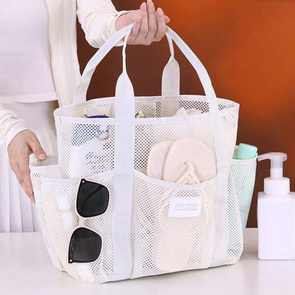 Large Capacity Mesh Beach Bag, Travel Swimsuit Storage Bag, Portable Swimming Vacation Storage Pouch