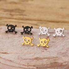 1 Pair Punk, Skull Stud Earrings, Men's Earrings