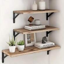 1pc/3pcs Bohemian Wooden Wall Mounted Storage Rack, Multifunctional Rustic Display Shelf For Living Room And Bedroom, Home Decor Storage Rack For Books And Decorative Items, Suitable For Home, Bedroom, Living Room, Wall Decor