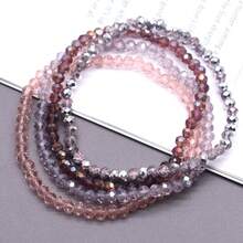 4pcs/Set Engraved Glass Bead Elastic Bracelets, AB Effect Glass Beads, Multi-Color Green & Blue Handmade Beaded Bracelets - Glass Bracelet - View 26