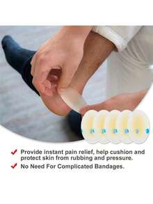 18 片装凝胶水泡绷带,适用于脚跟、脚趾的缓冲垫,防水水胶体绷带,足部护理必需品|灵活的脚跟保护器(无盒) - 米色 - 查看 3