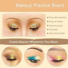 DQFART 3D Realistic Makeup Practice Board, Reusable Eye Shadow Practice Pad, Suitable For Makeup Artists Practice, Can Be Used For Eye Shadow, Eyeliner, Eyebrow Shaping, Creating Realistic Facial Skin Makeup. - Yellow - View 9