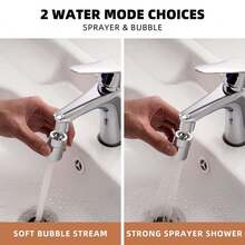 360 Degree Kitchen Sink Water Dragon Hair Frother, Compatible With Universal Models, Multifunctional Rotating Large Angle Kitchen Faucet Accessories, Faucet Replacement Parts, Stainless Steel Alloy