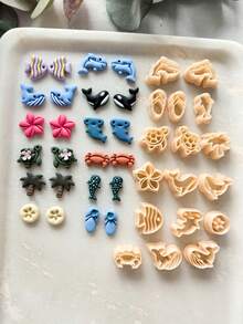 1/2/17 chiếc Khuôn cắt đất sét hình bãi biển đại dương dùng để làm đồ trang sức, Dụng cụ làm khuyên tai bằng đất sét mùa hè, Bộ dụng cụ cắt đất sét hình động vật biển dùng để làm đồ trang sức - Máy cắt đất sét - Xem 7