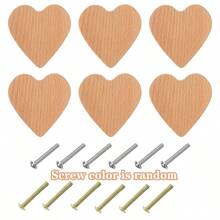 1/2 件心形木质旋钮单孔榉木把手木质橱柜把手抽屉柜把手带螺丝和膨胀管 - 愛心款 - 查看 4