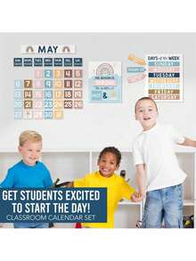 Classroom Calendar, 98 Pieces, Bulletin Board, Hadley Designs, Calendars & Planners, Calendar 2025, Calendar Creative Minimalist, Calendar>Teacher, Yearly Calendars, Calendario 2025-2026, Academic Calendar 2025-2026, Wall Calendar 2025, Numbers Calendar, - Boho Rainbow - 查看 6