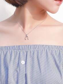 1pc Stainless Steel Chain Lucky Wishbone Necklace, Suitable For Daily Wear And Gift For Friends