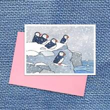 Tarjetas de Navidad, tarjetas navideñas con frailecillos en la nieve, tarjetas con tema natural, felicitaciones, cumpleaños, tarjetas de Navidad divertidas para el novio, tarjetas de , tarjetas de aniversario, tarjetas de viaje - Multicolor - Ver 6