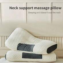 Honeycomb Cervical Pillow: Orthopedic Neck Support, Sleep Aid, Massage, Antibacterial & Anti-Mite, Soybean Fiber, Home SPA Comfort - White - View 3