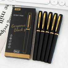 5mm Black Signature Pen, Smooth Writing Business Office Signing Pen, Student Planner Marker Pen, Elegant Gift Box - Ruột bút bi đen và vàng 5 chiếc - Xem 9
