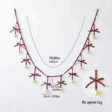 Christmas Bell Bow Garland Festive Tree Hanging Ornament Charming Seasonal Banner For Home Holiday Decor - Red - View 7
