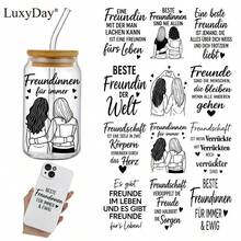 4张德语最佳友谊语录主题UV DTF转印贴纸，带有友谊语录艺术贴纸，适用于杯子、瓶子、DIY家具、玻璃器皿、瓶子和工艺品。 - 彩色 - 查看 1