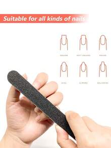 50 件装专业双面指甲锉 100/180 号指甲锉 砂纸板 黑色美甲修脚工具和指甲缓冲锉 - 黑色 - 查看 6