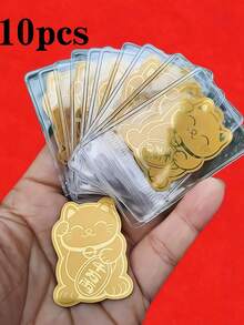 20pcs Gold Lucky Cat Stickers - Decorative Stickers For Mobile Phones And Laptop Covers, Shiny Glitter, Lucky Symbol For New Year Gifts, Phones, Tablets, Laptops, Cat Accessories, Tech Accessories, Holiday Decor, Funny Design, High-Definition Printing