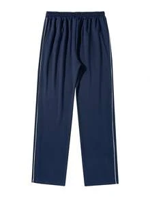 بنطلون رياضي مخطط فضفاض عادي للرجال، خريف