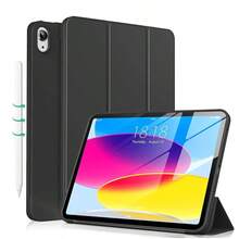 Compatible With IPad (A16) Case/IPad Pro Air /1/2/3/4/5/6/7/8/9/11/10th Generation Case [10.2/10.9/9.7/11-Inch 2025/10.9 Inch 2017/2018/2019/2020/2021/20222024] , Trifold Stand Smart Cover With Soft TPU Back,Auto Wake/Sleep(Balck) - Black - View 1