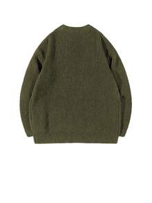 Lightweight, Loose Fit Knit Sweater With Textured Pattern, Casual Unisex Design, Suitable For Autumn And Winter, Long Sleeve Top