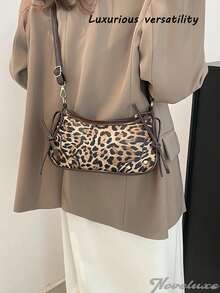 1pc Retro Lace Up Bow Decor Crossbody Shoulder Armpit Satchel Bag, Suitable For Dates, Outings, Parties, Fashionable Bow Purse For Women.Baguette Bag.Gothic Clutch For Halloween.Slim Profile Crossbody.Leopard Print Bag .Can Be Used As Valentine's Day, Thanksgiving, Halloween,Christmas Gift.Fashionable Leopard Print Women's Crossbody Bags, Shoulder Bags And Handbags, Adjustable Shoulder Straps,Retro And Elegant, Suitable For Everyday And Formal Occasions, Essential For Everyday Dates, And Ideal For Commuting And Travelling. - 多色 - 查看 8