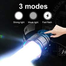 800W High-Power LED Headlight USB Rechargeable Remote Flashlight Ultra-Bright Long-Distance Tactical Light Infrared Sensor Fluorescent Flashlight Suitable For Camping, Cycling, Hiking, Night Climbing, Fishing And Hunting Light - Black - View 4