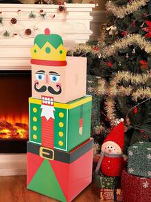 3pcs Christmas Decorations Gift Box, Christmas Stacking Gift Boxes, Merry Christmas Decorations, Diy Walnut Soldiers Packaging Box For Party Decorations, Home Indoor Decor, Christmas Decorations For Home 2025, Christmas Backdrop Decorations, Happy New Year Decorations 2026, Christmas Gifts Party Favors, New Year Gifts