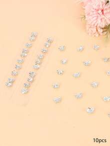 10pcs Mini Crystal Butterfly Hair Clips, Cute Silver Hair Clips Small Decorative Hair Clips, Wedding Hair Clips, Bridal Hair Accessories, Women Hair Accessories, Unique Butterfly Design, Suitable For Weddings, Parties And Other Occasions, Creative Gift, Holiday Hair Accessories