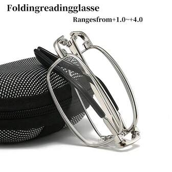 1 Pair Unisex Portable Lightweight Reading Glasses. Super Lightweight Foldable Reading Glasses, Comes With Glasses Case, Suitable For Using Smartphones, Reading Books, Etc. Diopter Range From +1.00 To +4.00.