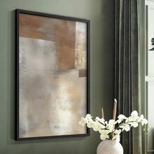 1pc Restickable Framed Modern Rustic Abstract Art Print, Wood Frame, Soft Geometric Shapes, Textured Brushwork, Contemporary Neutral Tones, Statement Wall Art Home Decor, Wall Art For Living Room, Entryway, Bedroom Art, Made In USA, Ready To Hang Art Prints - Black - View 2